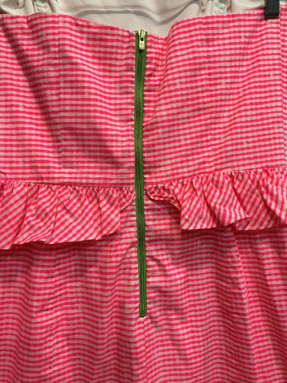Lilly Pulitzer Lowe Dress Fiesta Pink Pretty Gingham Peplum Cotton Mini 6 - Picture 4 of 8